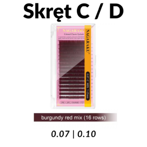 Burgundy REDDISH rzęsy Nagaraku MIX 16 pasków